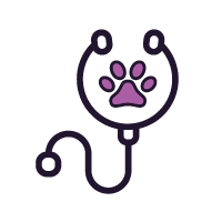 icon of stethoscope with paw